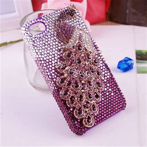 gorgeous peafowl  alloy bling cell phone case  iphone  diamond studded mobile phone case
