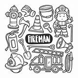 Bombero Pompiere Doodle Dibujado Extingue Incendio Disegnato sketch template
