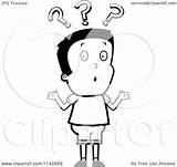Confused Clipart Cartoon Shrugging Boy Outlined Coloring Vector Cory Thoman Royalty sketch template