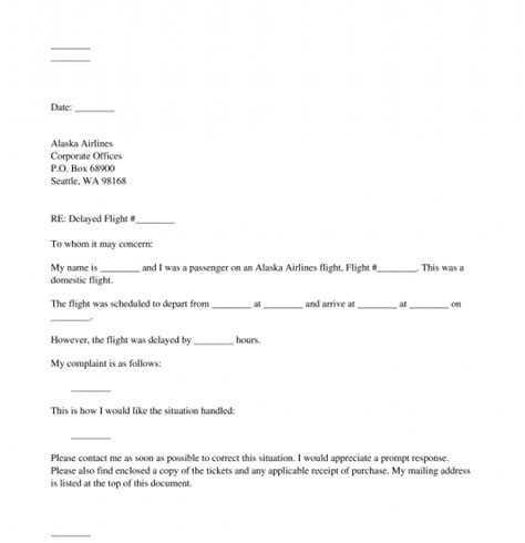 airline complaint letter template word