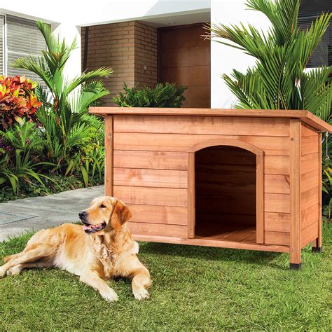 wood dog house pet shelter large kennel weather resistant home outdoor ground total pet depot