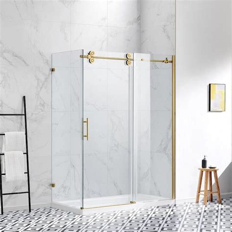 ove decors sydney gold side panel     bathtub shower door glass department  lowes
