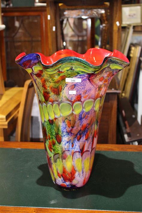 Sold Price Large Art Glass Vase Multi Coloured Design April 6