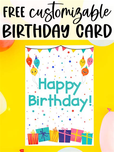 printable birthday card add  custom