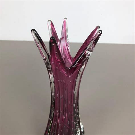 Unique Pink Sommerso Seguso Bullicante Murano Glass Vase Italy 1970s