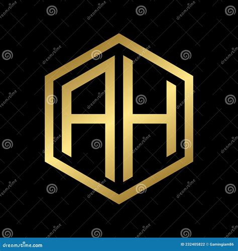 luxury golden initials letter ah logo design template insignia stock vector illustration