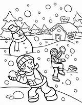 Coloring Snow Winter Pages Colouring Season Holidays During Kids Fight Fights Heavy Funny Wonderland Santa Color Drawings Print Printable Snowman sketch template