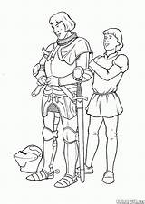 Coloring Pages Squire Knight Moyen Medieval Age Knights Imagen Soldiers Wars Colorkid Dibujo Escudero Con Drawing St Kids sketch template