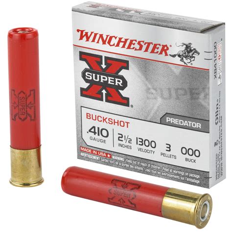 winchester super x 410 bore ammo 2 1 2 3 pellet 000 buckshot case of