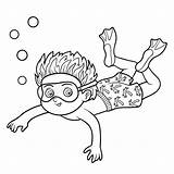 Swimming Clipart Coloring Boy Sea Book Little Swim Children Vector Infant Preview Adorable sketch template