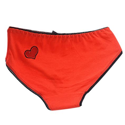 Women Hollow Love Heart Sexy Bow Briefs Solid Color Underwear Knickers
