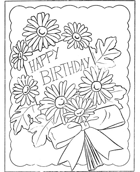 birthday cards colouring pages