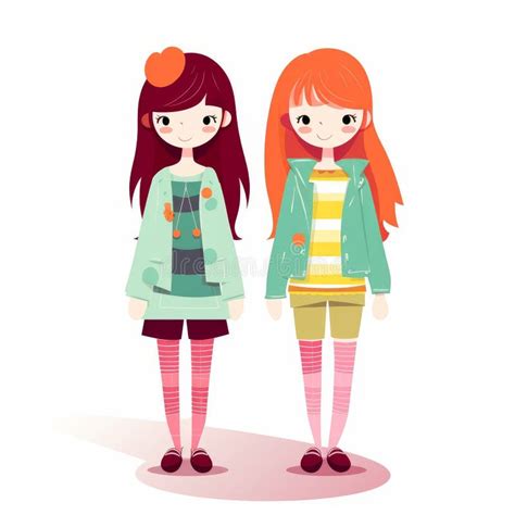 Two Adorable Girls Stock Illustrations 526 Two Adorable Girls Stock
