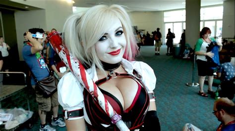 jessica nigri sexy harley quinn cosplay at comic con 2014 full interview youtube