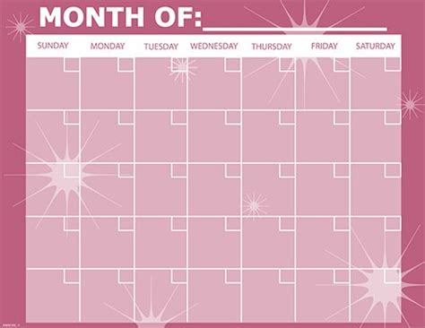 monthly calendar pretty  pink pretty  pink sunday monday tuesday monthly calendar