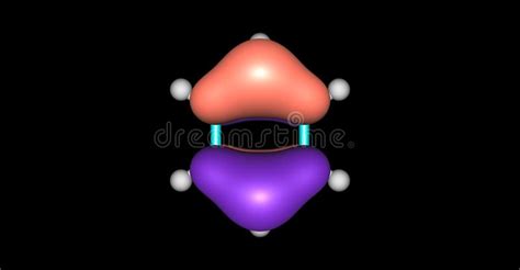 orbitale molecolare di benzene isolato su grey illustrazione di stock