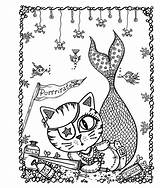 Kitties Zendoodle Magical sketch template