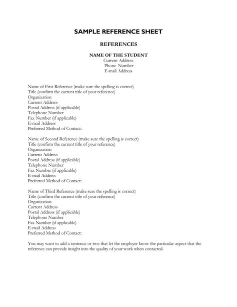 reference page  resume