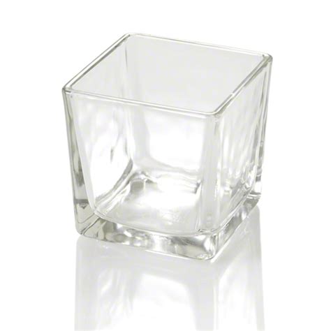 36 Square Thick Glass Candle Holders 3in