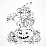Halloween Coloring Witch Pages Crow Adult Smiling Adults sketch template