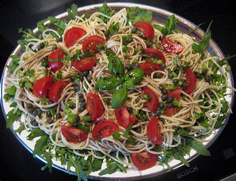 spaghettisalat mit rucola und tomaten von frlm chefkochde
