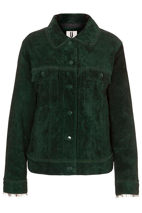 topshop green suede jacket  unique  green lyst