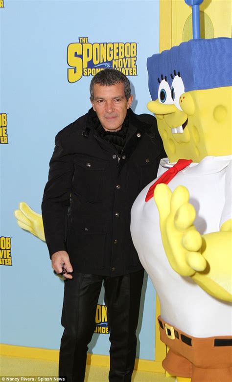 antonio banderas makes discovery about spongebob squarepants at movie premiere daily mail online