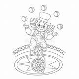 Clown Coloring Funny Outline Balls Juggling Book Kids Vector Illustration Stock sketch template