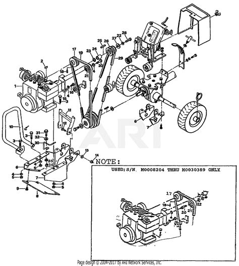 troy bilt  junior ii hpsn   parts diagram  engine belt carb guard