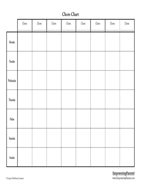 printable adult chore chart