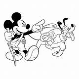 Camping Coloring Mickey Pluto Disney Going sketch template