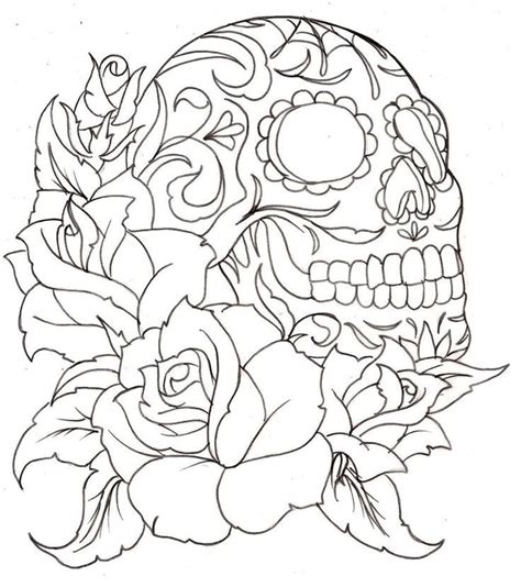 flower  skull skull coloring pages rose coloring pages tattoo