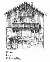 Drawings Chalet Colour Ski Drawing sketch template