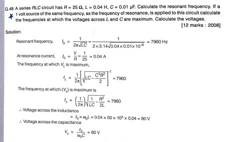electronic series rlc max voltage calculation problem valuable tech notes