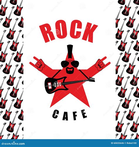 rock cafe logo template   rock bar stock vector illustration  heavy fire