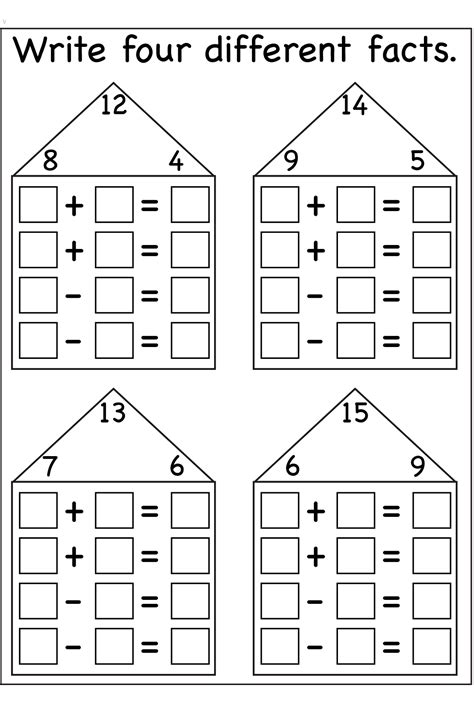fact families addition  subtraction worksheet