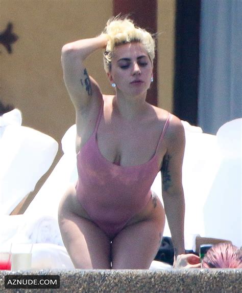 Lady Gaga Sexy Showed Her Sexy Body In A Pink Swimsuit At