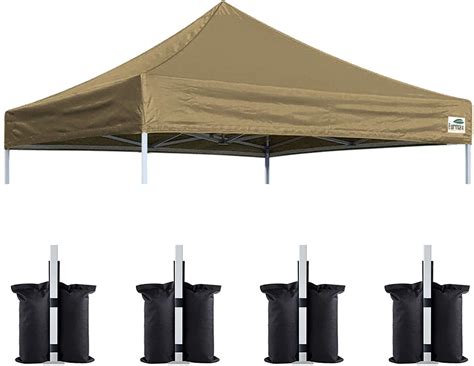 eurmax  replacement canopy tent top cover bonus pc pack canopy weight bag khaki