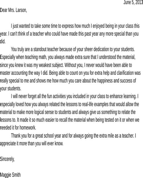 sample teacher appreciation letter   formtemplate