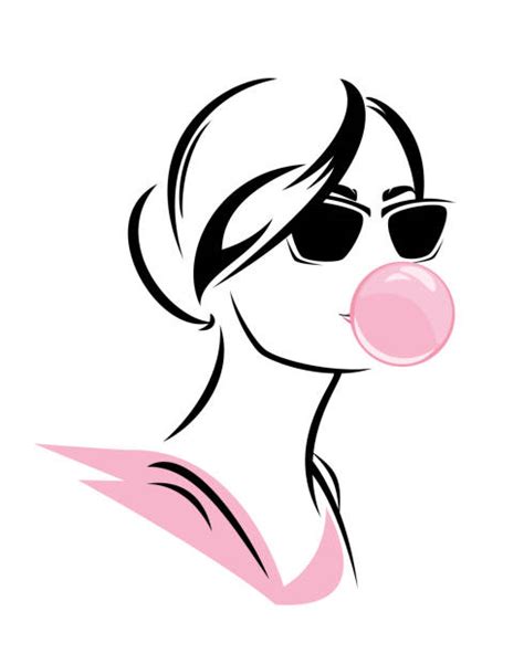 Girl Blowing A Bubble Drawing Illustrations Royalty Free Vector