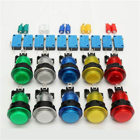 pcs switches led light illuminated full colors push button  micro switch arcade diy kits