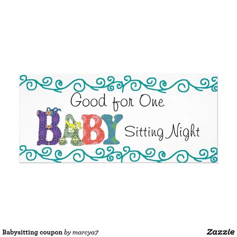 babysitting coupon zazzlecom babysitting coupon gift certificate