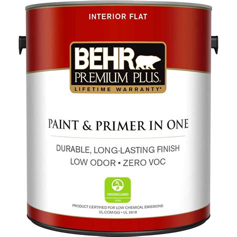 behr premium   gal ultra pure white flat  voc interior paint