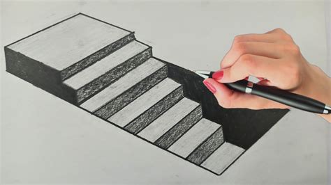 easy   draw  staps stairs optical illusion drawing