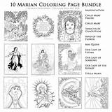 Coloring Bundle Marian Annunciation Mary Child Conception Immaculate sketch template