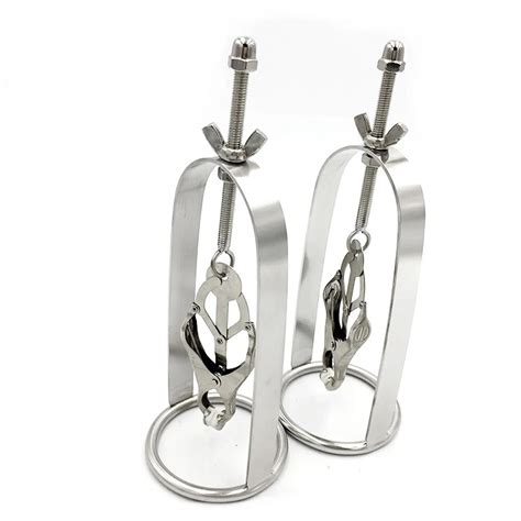 Stainless Steel Butterfly Nipple Clips Slave Play Clamps Cage Bdsm