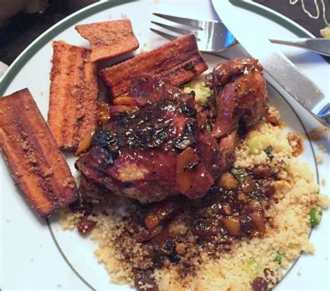 Jamaican Brown Stew Chicken With Fried Plantains By Tom And Anita