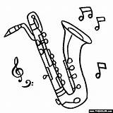 Coloring Saxophone Pages Baritone Musical Instruments sketch template