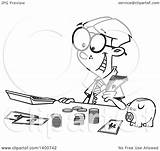 Money Counting Cartoon Boy Clipart Accountant Illustration Young Piggy Bank Royalty Toonaday Vector Leishman Ron sketch template