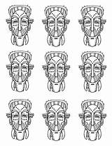 Afrique Masks Masques Masque Africa Africain Traditionnels Africains Identicals Adulti Justcolor Maschere Adultes Maschera Carnevale sketch template